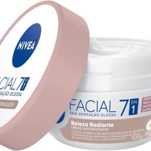 NIVEA Hidratante Facial Beleza Radiante 7 em 1 100g - 7 benefícios em 1 potinho: reduz marcas escurecidas, controla oleosidade, uniformiza, ilumina, hidrata, proteção UVA/UVB e efeito matte