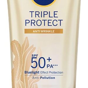 NIVEA SUN Protetor Solar Facial Tripla Proteção Loção Antissinais FPS 50 40ml - Com fórmula ultraleve e alta proteção, esse protetor solar tem triplo combate contra os raios UVA/UVB