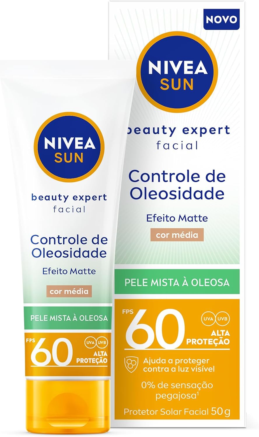 NIVEA SUN Protetor Solar UV Face Controle de Oleosidade Cor Média FPS 60 50ml