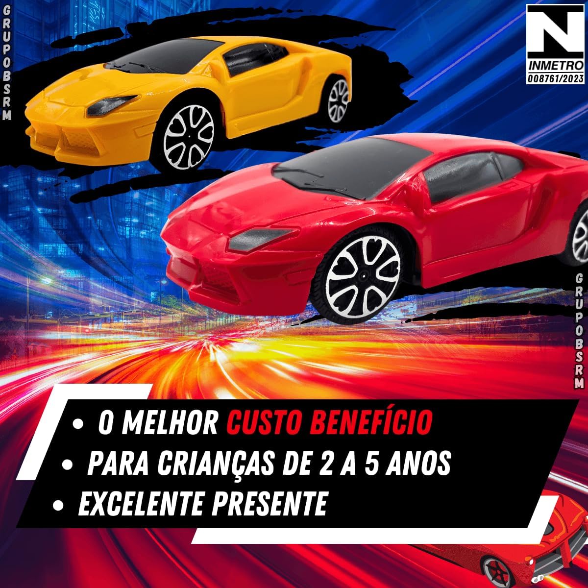 carrinho de controle remoto brinquedo menino 3 anos criança 3 anos carro de policia presente dia das crianças (Amarelo) - Imagem 2