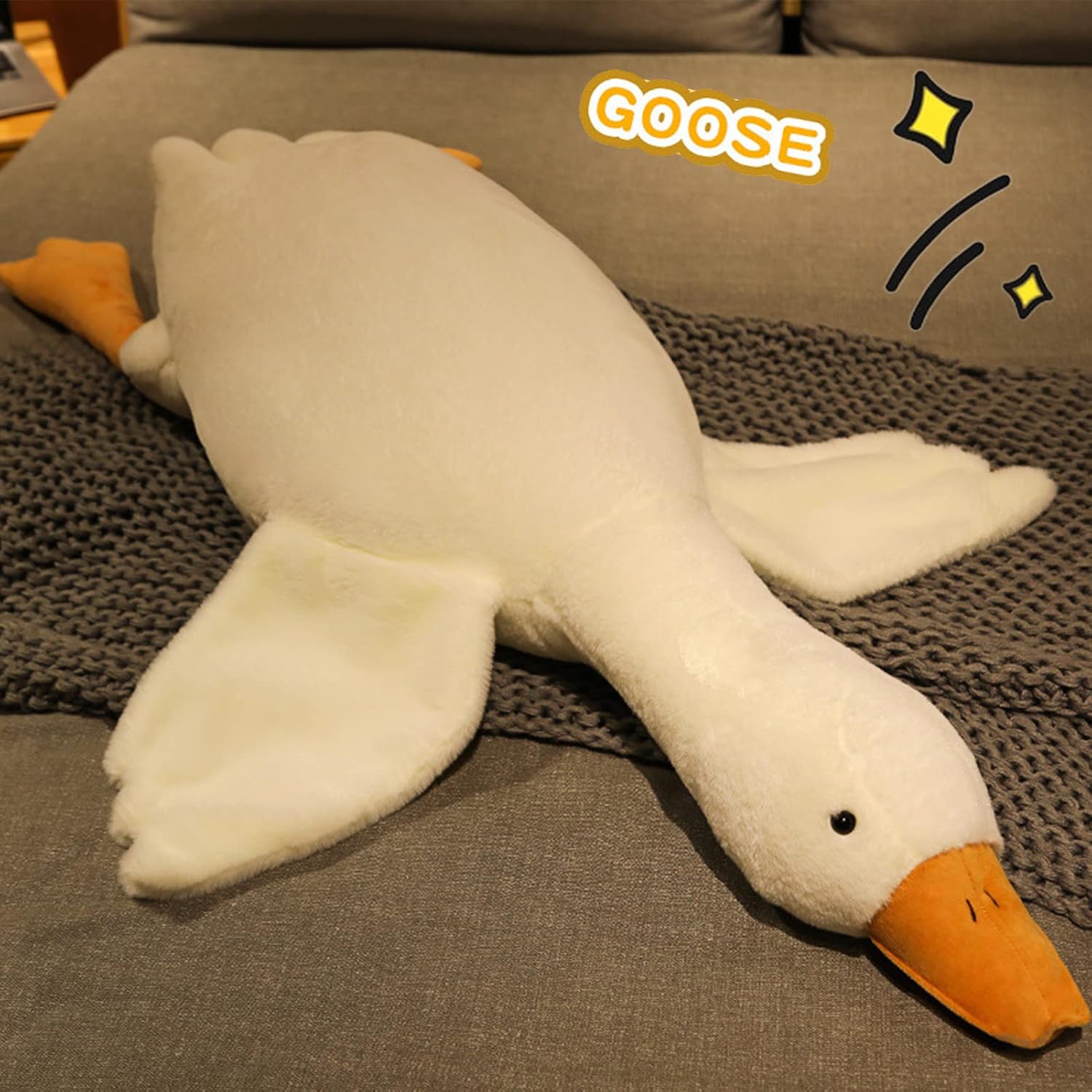Brinquedo de Pelúcia de Ganso, Travesseiros Macios Bonitos de Pelúcia, Travesseiro de Abraço de Cisne de Animais de Pelúcia para Casa de Escritório (130cm) - Imagem 4