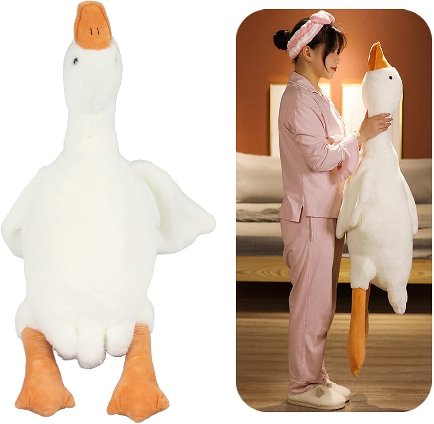Brinquedo de Pelúcia de Ganso, Travesseiros Macios Bonitos de Pelúcia, Travesseiro de Abraço de Cisne de Animais de Pelúcia para Casa de Escritório (130cm) - Imagem 6