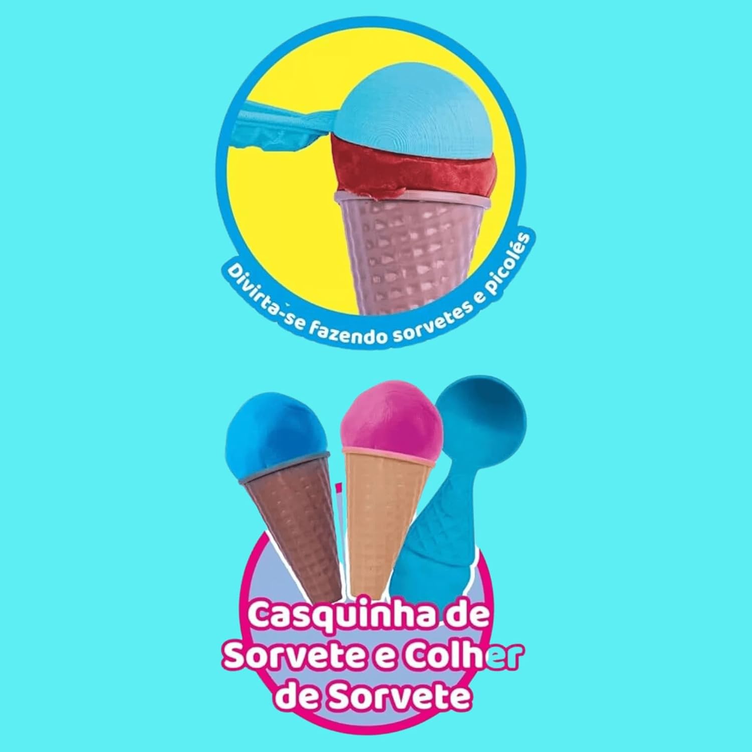 Brinquedo boneca baby morena vem brincar gelateria massinha Cotiplas 2667 - Imagem 2