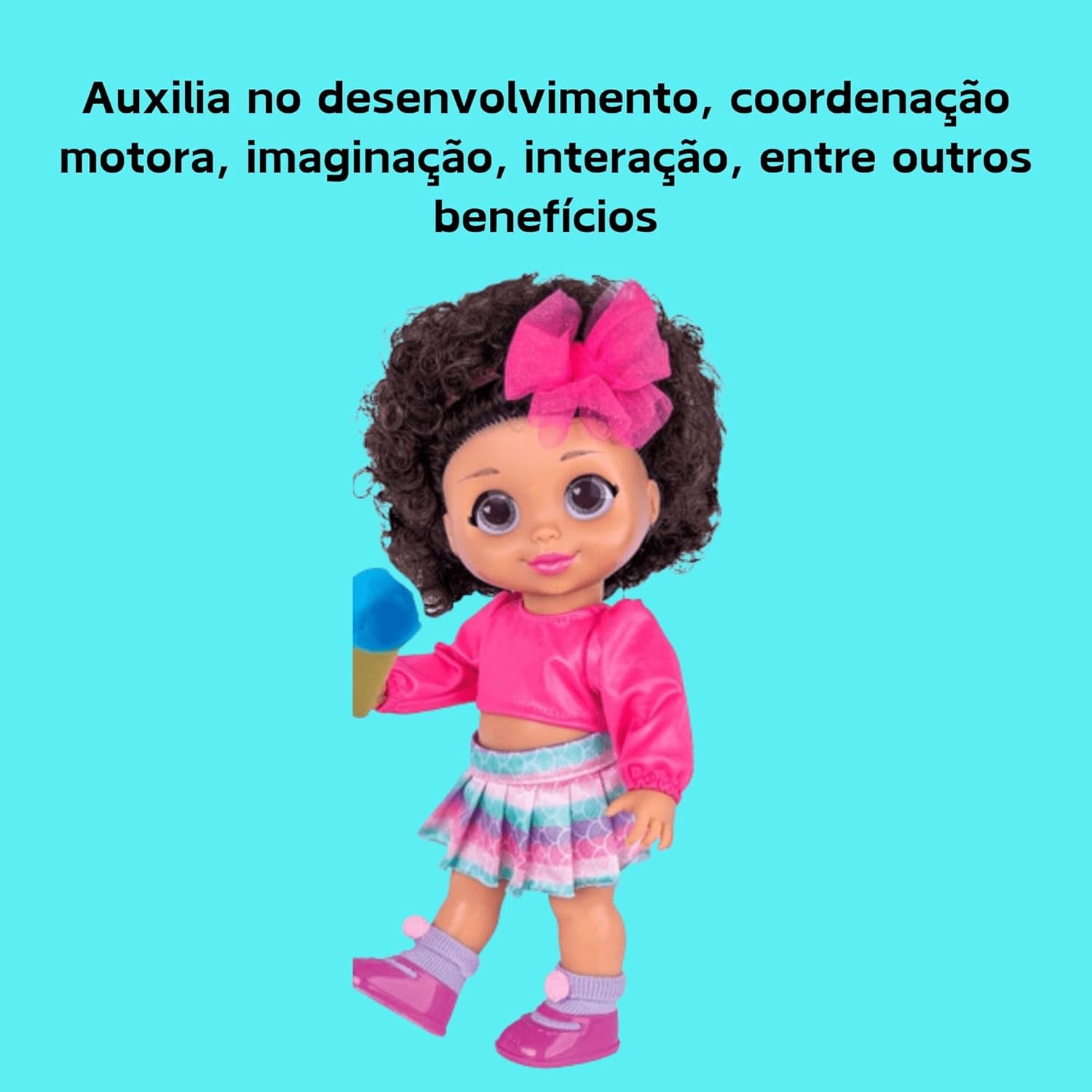 Brinquedo boneca baby morena vem brincar gelateria massinha Cotiplas 2667 - Imagem 3