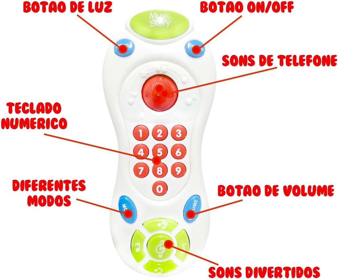 Brinquedo Controle Remoto Musical Som e Luz Bebê Colorido - Imagem 5