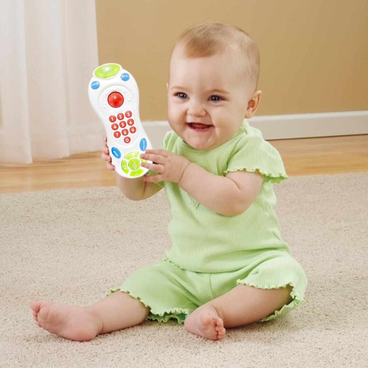 Brinquedo Controle Remoto Musical Som e Luz Bebê Colorido - Imagem 8