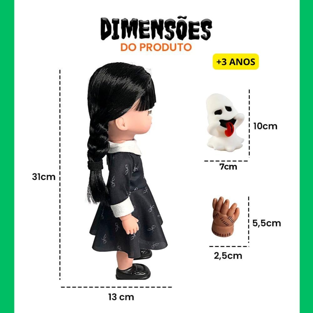 Boneca Vavazinha Com Mãozinha E Fantasminha (Inspiração Série Wandinha) - Imagem 4