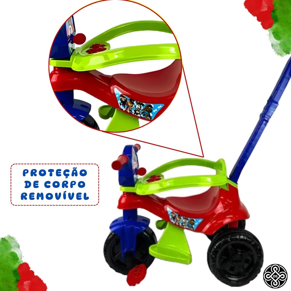 Carrinho Infantil 2 em 1, Passeio e Pedal, baby Kemotoca Vermelho, para Crianças em Fase de Exploração - Imagem 3