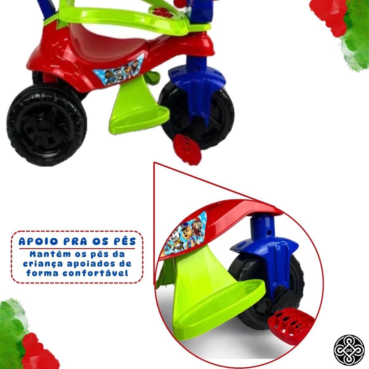 Carrinho Infantil 2 em 1, Passeio e Pedal, baby Kemotoca Vermelho, para Crianças em Fase de Exploração - Imagem 4