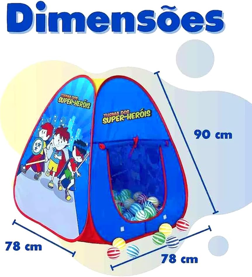 Barraca Cabana Azul Meninos com 100 Bolinhas Super Heróis Tenda Infantil - Imagem 2