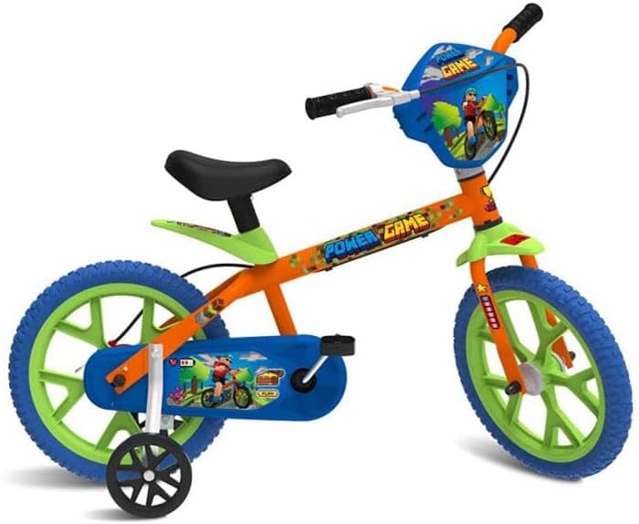 Bicicleta Aro 14" Power Game, Bandeirante, Laranja
