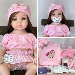 Boneca Bebe Reborn Recem Nascida Corpo Siliconado Menina Com Vários Itens