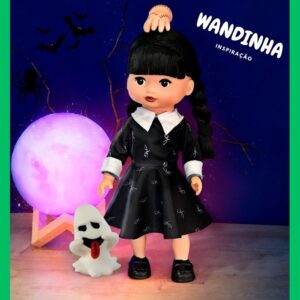 Boneca Vavazinha Com Mãozinha E Fantasminha (Inspiração Série Wandinha)