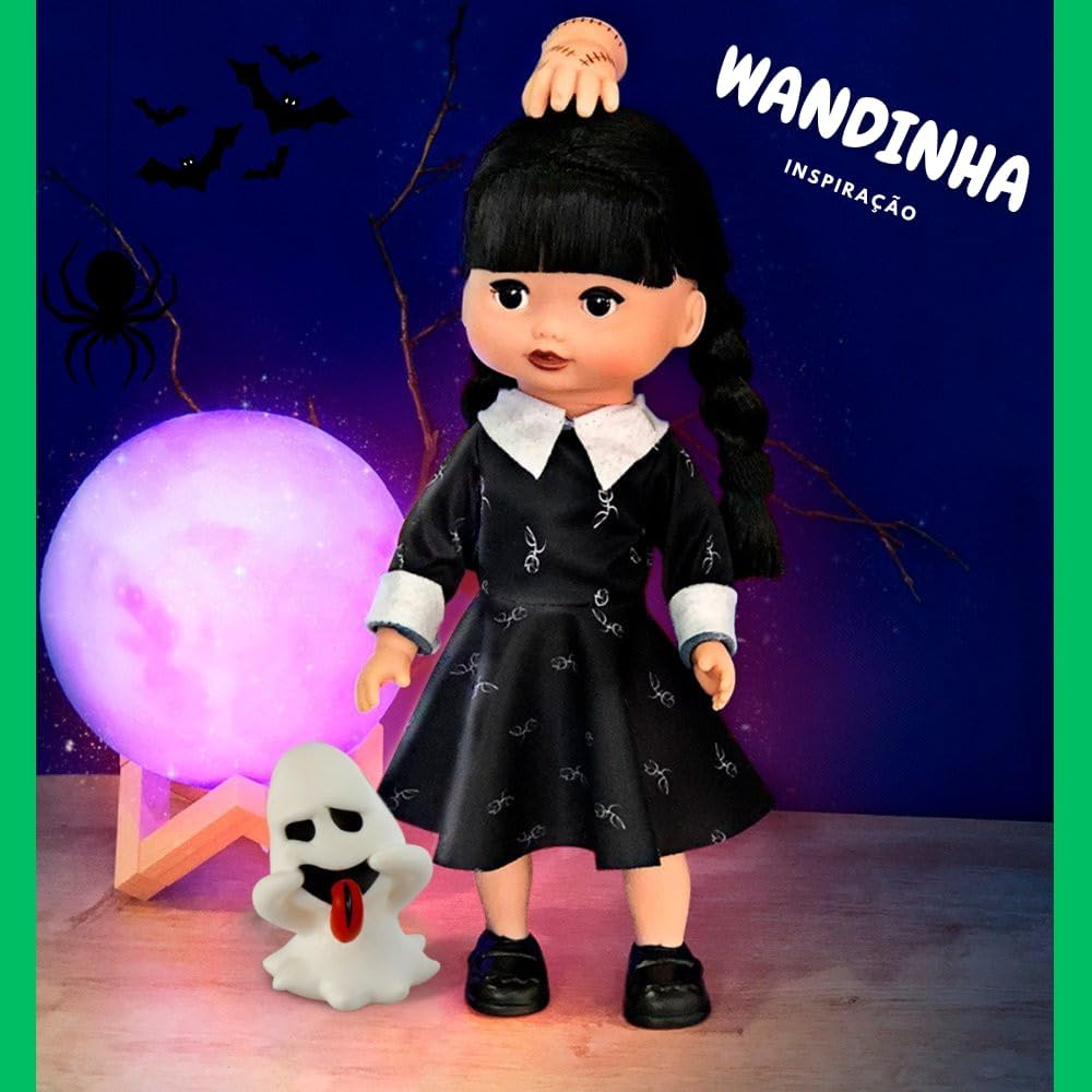 Boneca Vavazinha Com Mãozinha E Fantasminha (Inspiração Série Wandinha)