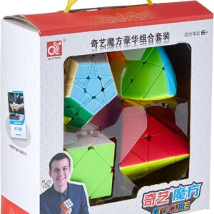 Box Cubo Mágico Qiyi Megaminx + Pyraminx + Skewb + Mastermorphix Stickerless