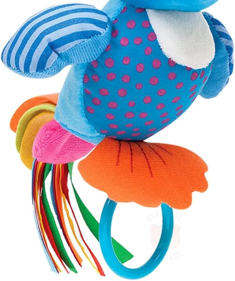 Brinquedo Chocalho De Bebê Mordedor Pelúcia Tucano Zuzu Infantil Buba Baby Azul - Imagem 2
