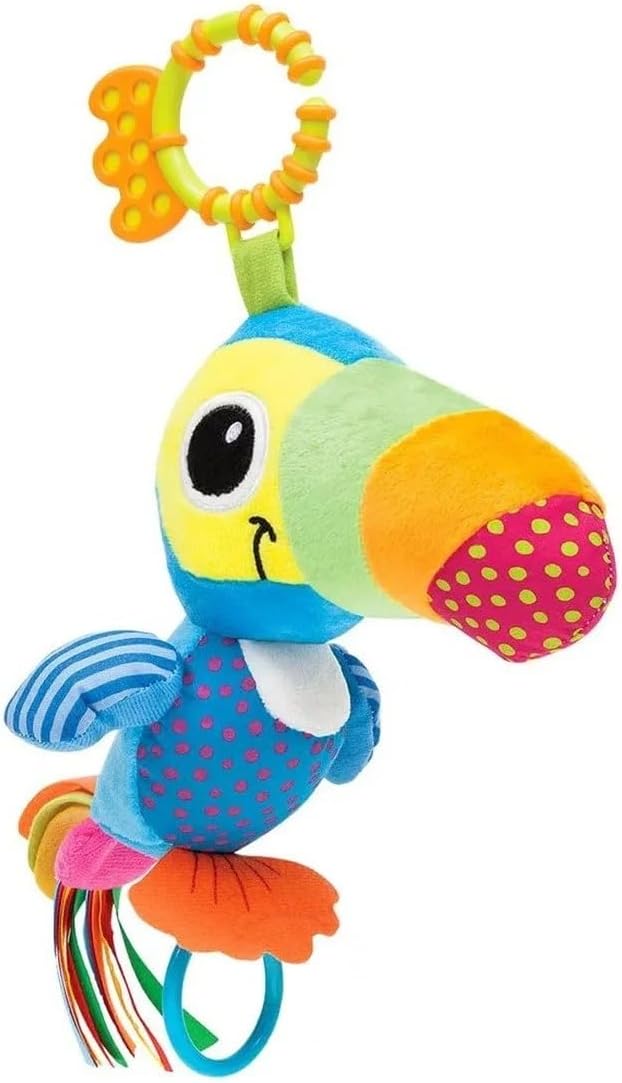 Brinquedo Chocalho De Bebê Mordedor Pelúcia Tucano Zuzu Infantil Buba Baby Azul