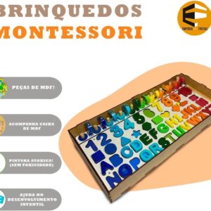 Brinquedo Pedagógico Madeira Montessori Números Cores Formas