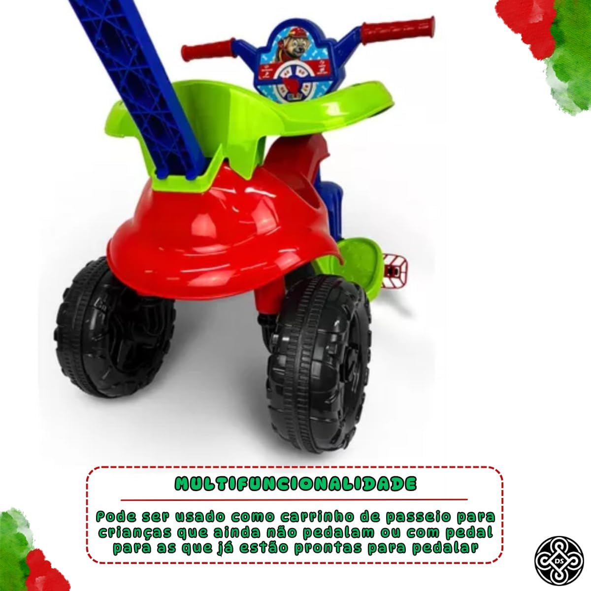 Carrinho Infantil 2 em 1, Passeio e Pedal, baby Kemotoca Vermelho, para Crianças em Fase de Exploração - Imagem 2