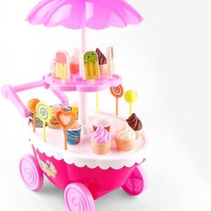 Carrinho Infantil de Sorvete com Som Luz Montar e Adesivar