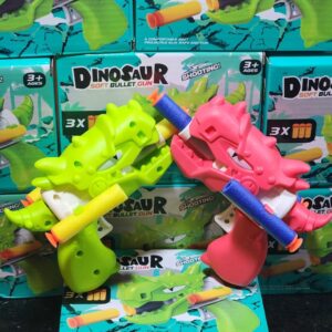 Conjunto de 2 Pistolas de Brinquedo Dinossauro com 3 Dardos Macios Cada - Diversão e Aventura para as Crianças - Estimula a Movimentação e Coordenação Motora das Crianças