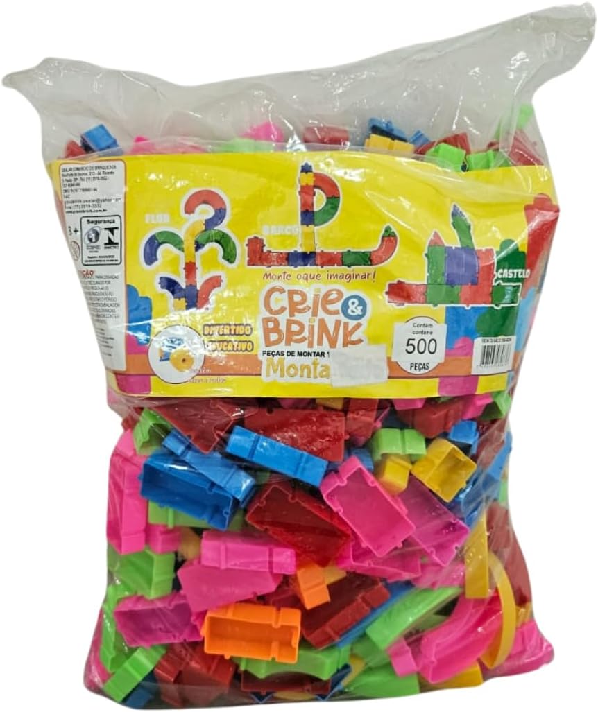 Crie & Brink Monta Saco - 500 Peças de Blocos de Montar