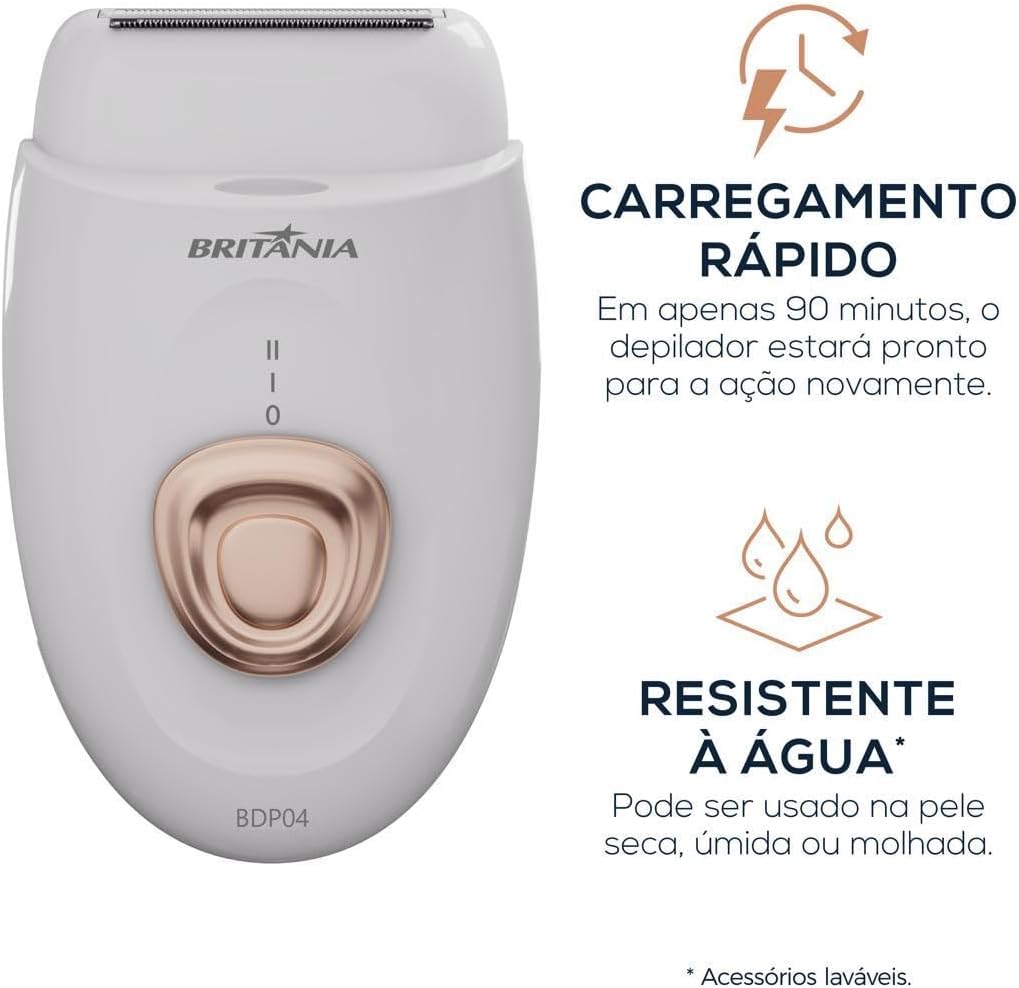 Depilador de Pelos Britânia 4 Acessórios BDP04 5W Branco e rose Bivolt - Imagem 2