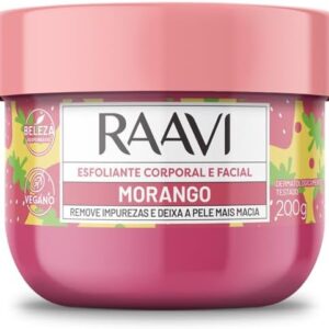 Esfoliante Corporal e Facial Morango, Raavi, 200g