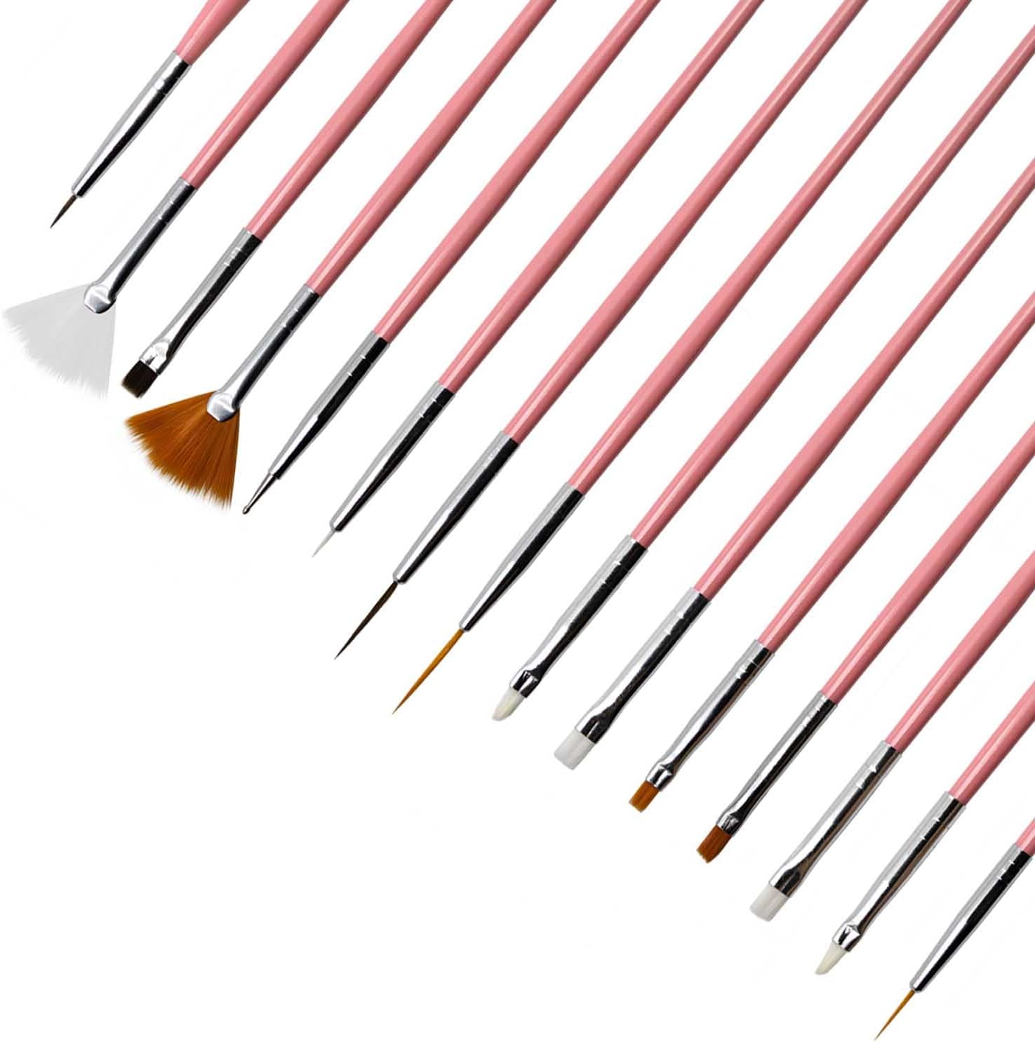 Kit 15 Pincéis de Decoração Pontilhismo para Unhas Gel Alongamento Acrílico + 5 Boleadores, Manicure Pedicure, Ponta Dupla - Imagem 2