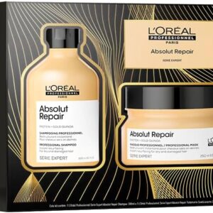 L’Oréal Professionnel Kit Absolut Repair - Shampoo para reparação de danos 300ml + Máscara de tratamento reparadora 250g, Proporciona Brilho, maciez e hidratação aos fios, Para Cabelos Danificados