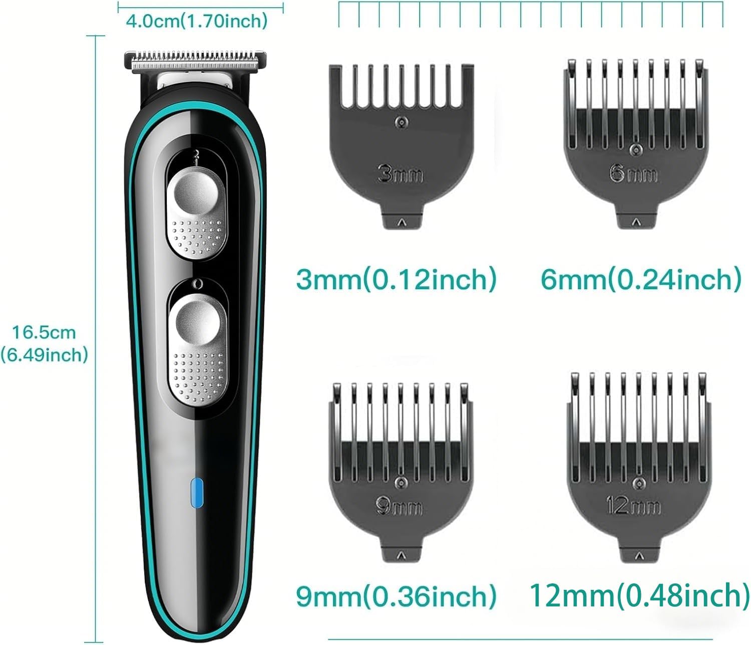 Máquina De Cortar Cabelo, Aparadores de Cabelo Para Homens e Crianças Aparador de Cabelo Elétrico Sem Fio Recarregável USB Kit De Corte de Cabelo 4 Pentes-Guia (3 6 9 12 mm)