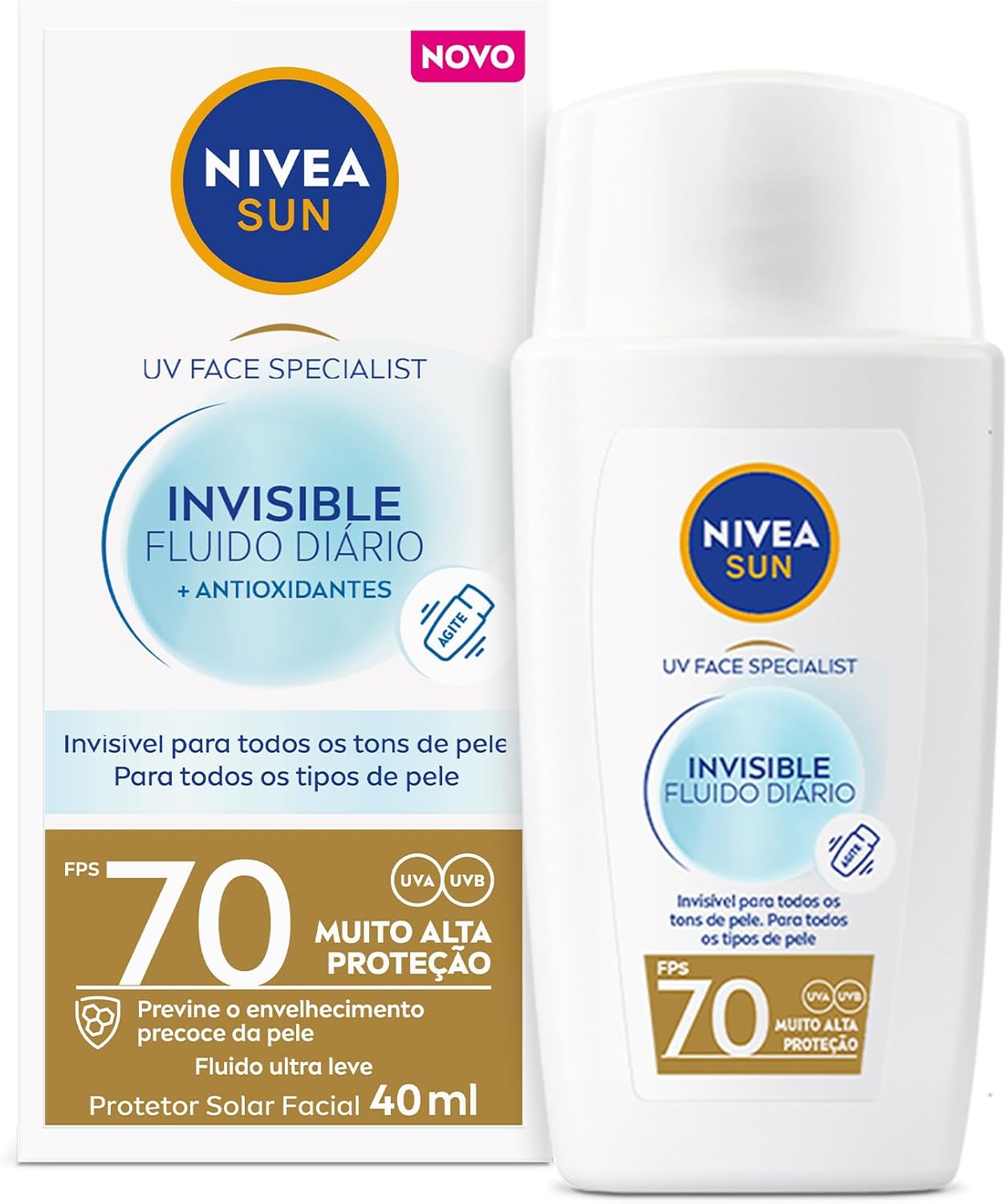 NIVEA SUN Protetor Solar UV Face Specialist Invisible Fluido Diário FPS 70 40ml